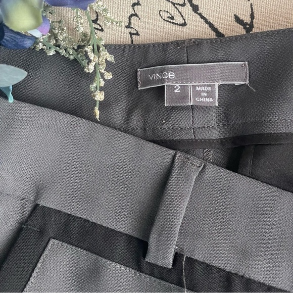 VINCE Wool-Blend Tuxedo Fitted Striped Trouser - Gray & Black, Size 2 - Picture 7 of 8